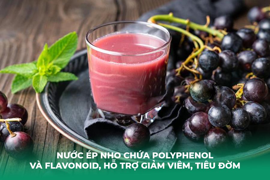Nước ép nho chứa Polyphenol và Flavonoid, hỗ trợ giảm viêm, tiêu đờm