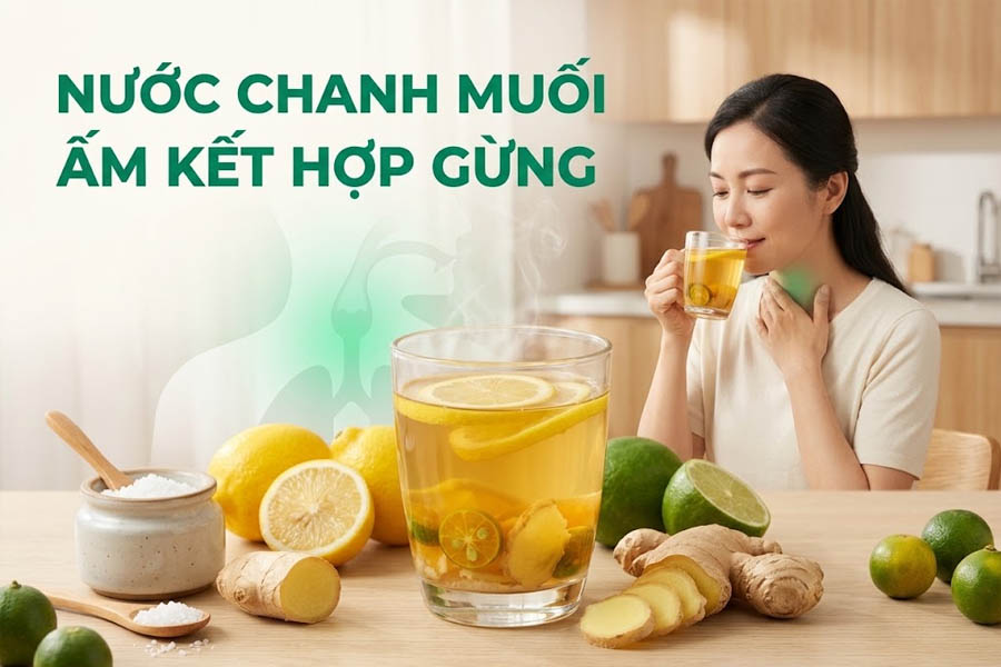 Nước chanh muối ấm kết hợp gừng