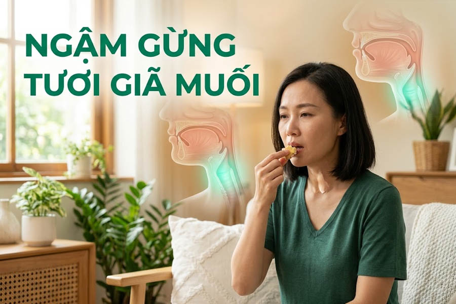 Ngậm gừng tươi giã muối
