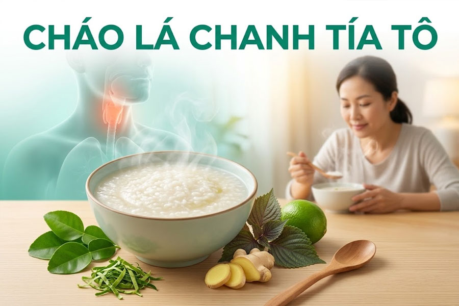 Cháo lá chanh tía tô