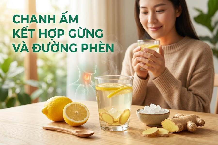 Chanh ấm kết hợp gừng và đường phèn