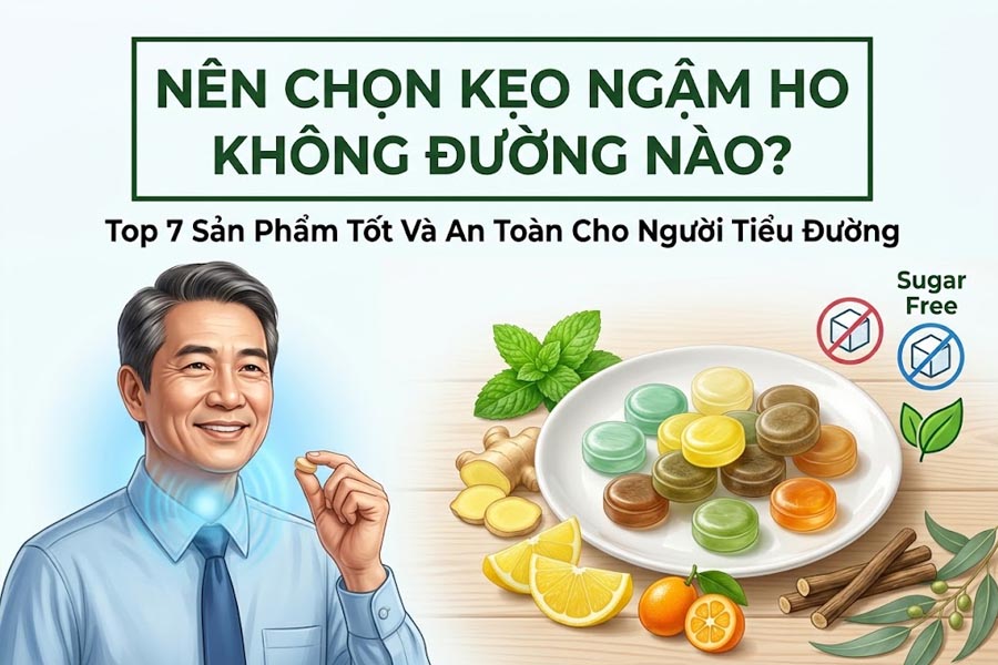 Nên Chọn Kẹo Ngậm Ho Không Đường Nào? Top 7 Sản phẩm Tốt Và An Toàn Cho Người Tiểu Đường