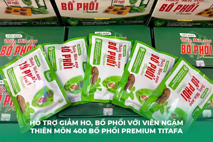 Hỗ trợ giảm ho, bổ phổi với Viên ngậm Thiên Môn 400 Bổ Phổi Premium Titafa