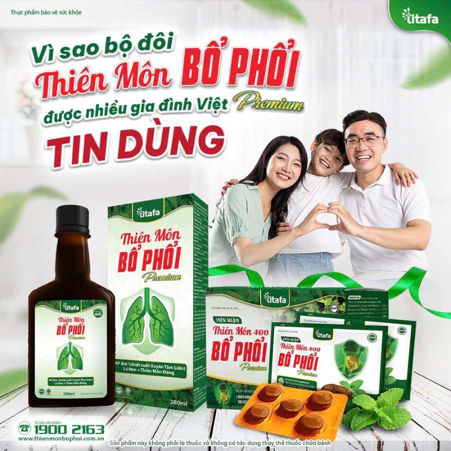 Hỗ trợ giảm ho, bổ phổi với Viên ngậm Thiên Môn 400 Bổ Phổi Premium Titafa