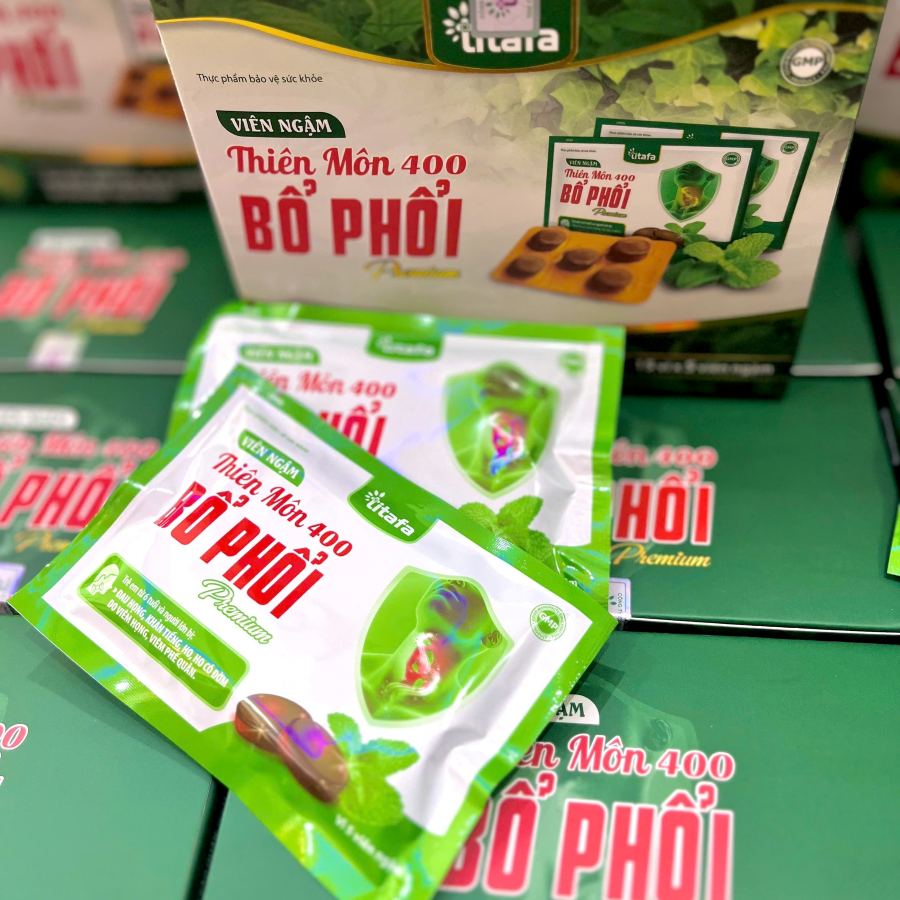 Hỗ trợ giảm ho, bổ phổi với viên ngậm Thiên Môn 400 Bổ Phổi Premium Titafa