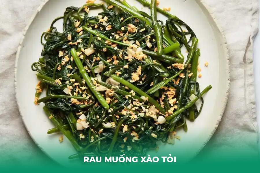rau muống xào tỏi