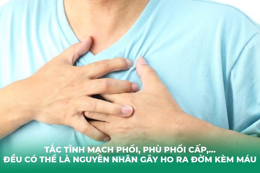Tắc tĩnh mạch phổi, phù phổi cấp,... đều có thể là nguyên nhân gây ho ra đờm kèm máu