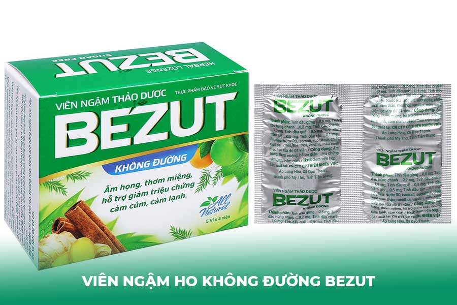 Viên ngậm ho không đường Bezut