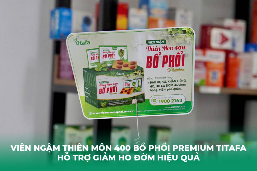 Hỗ Trợ Giảm Ho, Bổ Phổi Với Viên Ngậm Thiên Môn 400 Bổ Phổi Premium Titafa