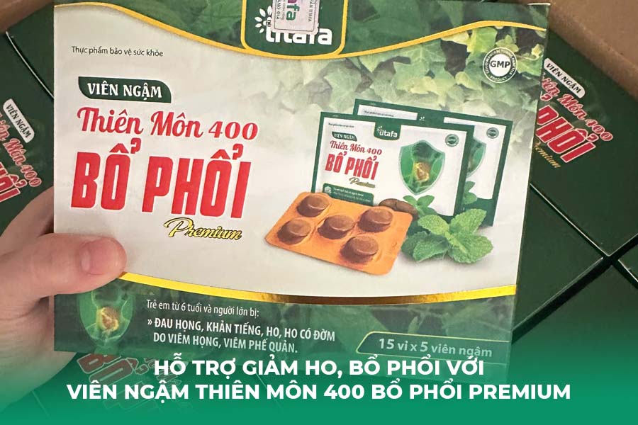 Hỗ trợ giảm ho, bổ phổi với Viên ngậm Thiên Môn 400 Bổ Phổi Premium Titafa